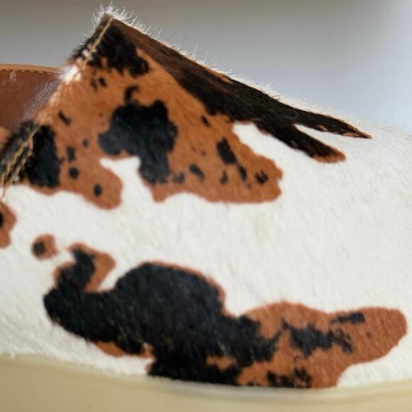 NEW AEROSOLES Wreeland Pony Hair Slingback Mule Womens 10 White Brown Wave Sole - Picture 4 of 10